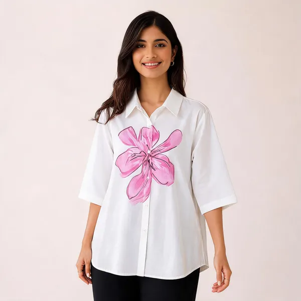 White_Cotton_Relaxed_Fit_Floral_Print_Shirt_For_Women