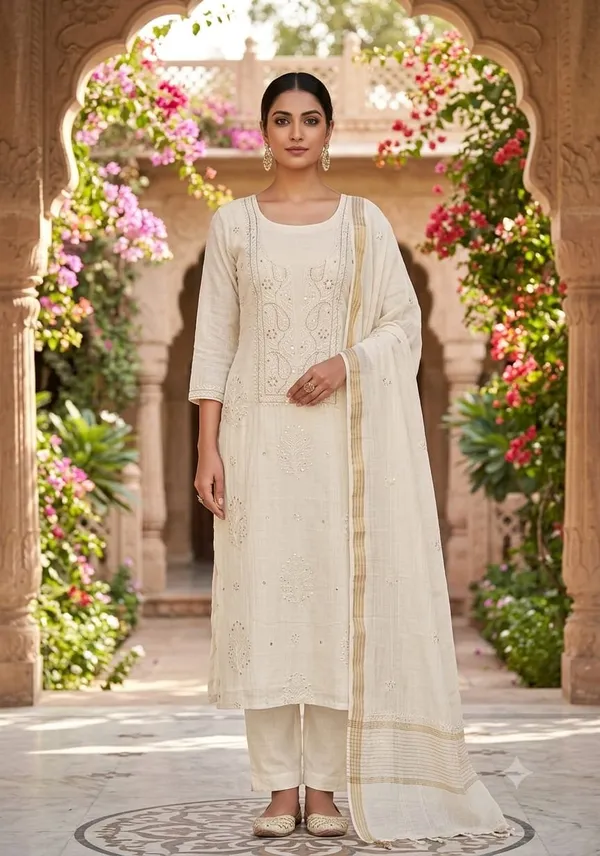 Ivory_Mul_Mul_Chikankari_Straight_Suit_Set_For_Women