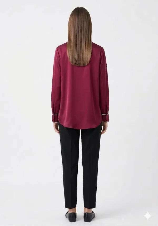 Red_Satin_Oversized_Stone_Work_Shirt_For_Women