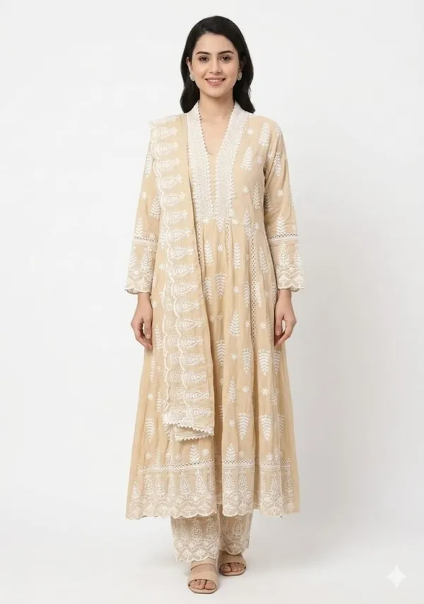 Multicolor_Mul_Mul_Flared_Embroidered_Anarkali_Set_For_Women