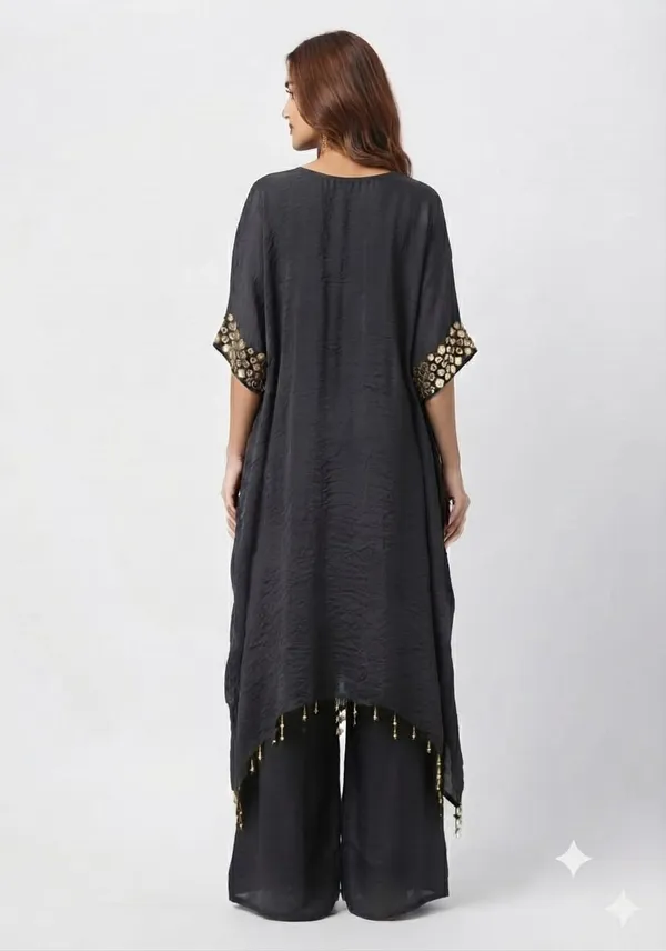 Embellished_Black_Georgette_Kaftan_Set
