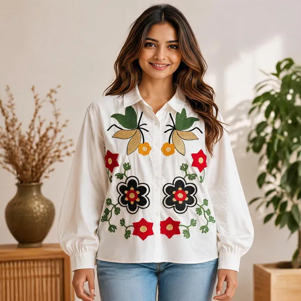 White_Cotton_Relaxed_Fit_Floral_Embroidered_Shirt_For_Women
