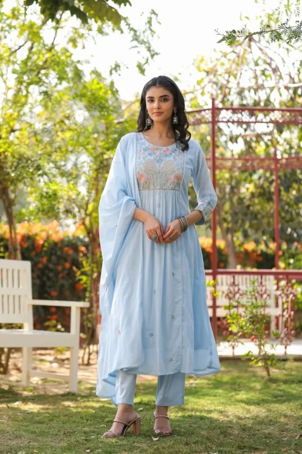 Sky_Blue_Cotton_Flared_Embroidered_Kurta_Set_For_Women
