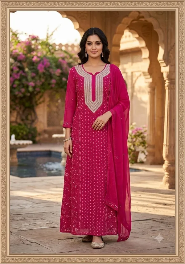 Magenta_Georgette_Straight_Chikankari_Suit_For_Women