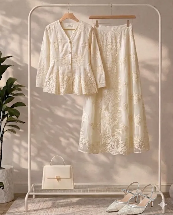 White_Organza_Embroidered_Peplum_Skirt_Set_For_Women