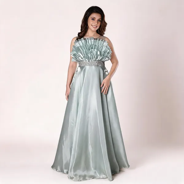 Pista_Green_Cotton_Ruffle_Bodice_A-Line_Floor-Length_Gown_For_Women