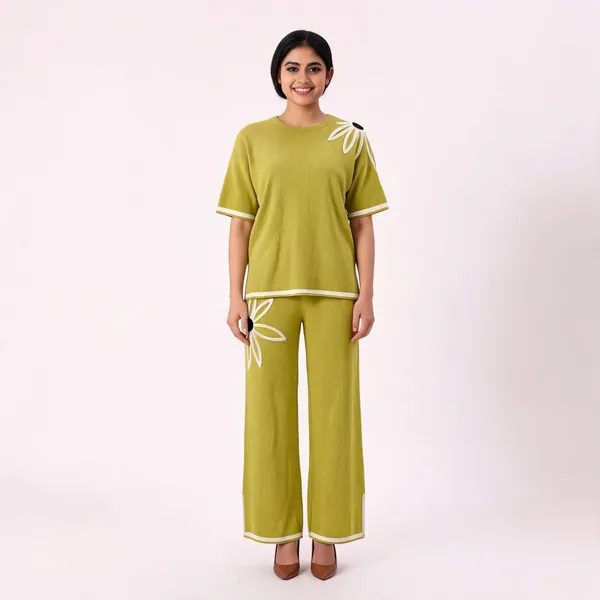 Olive_Knit_Soutache_Embroidered_Tunic_Wide_Leg_Trouser_Set_For_Women