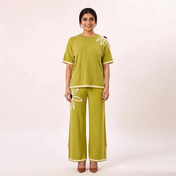 Olive_Knit_Soutache_Embroidered_Tunic_Wide_Leg_Trouser_Set_For_Women