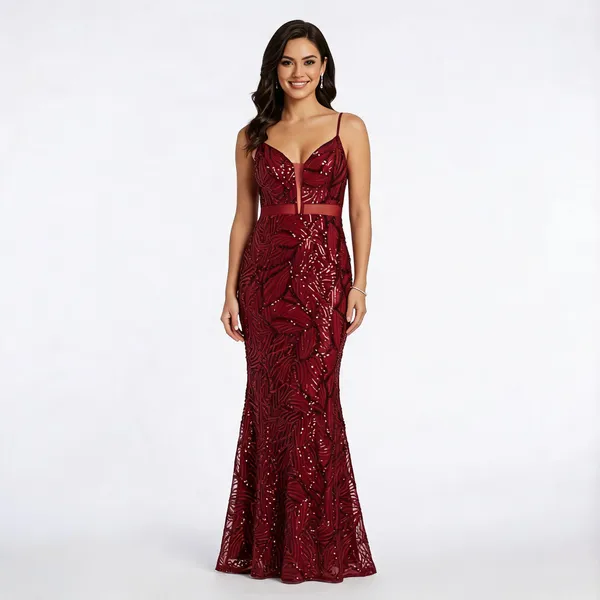Wine_Sequin_Mesh_Mermaid_Gown_For_Women