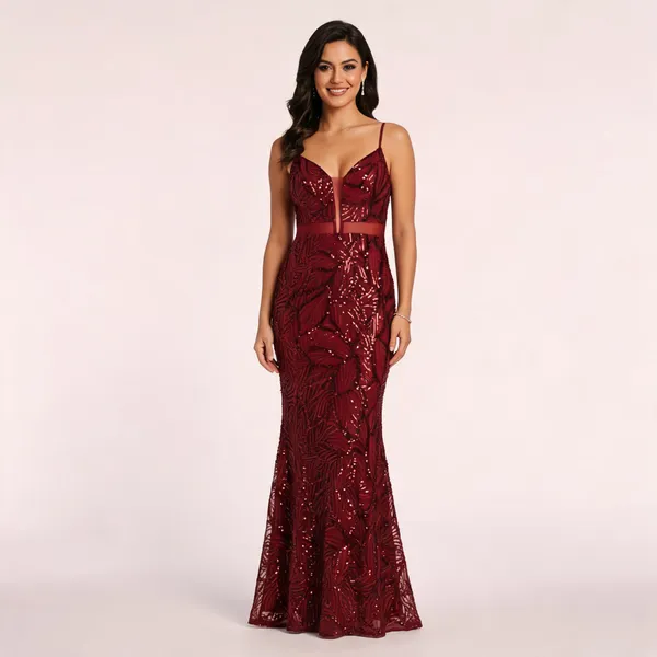 Wine_Sequin_Mesh_Mermaid_Gown_For_Women