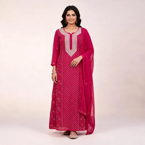 Magenta_Georgette_Straight_Chikankari_Suit_For_Women