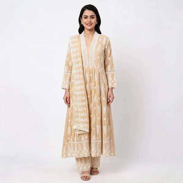 Multicolor_Mul_Mul_Flared_Embroidered_Anarkali_Set_For_Women