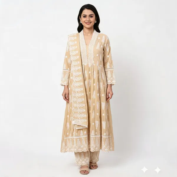 Multicolor_Mul_Mul_Flared_Embroidered_Anarkali_Set_For_Women