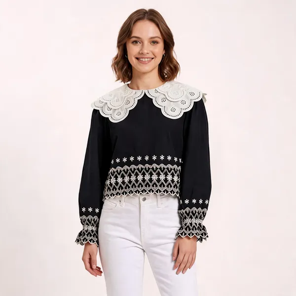 Black_Cotton_Lace_Collar_Embroidered_Top_For_Women