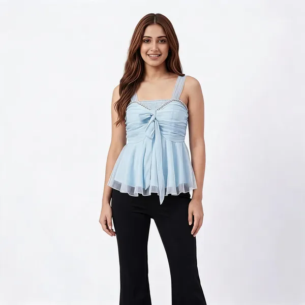 Blue_Net_Corset_Ruched_Peplum_Top_For_Women