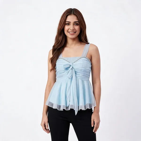 Blue_Net_Corset_Ruched_Peplum_Top_For_Women