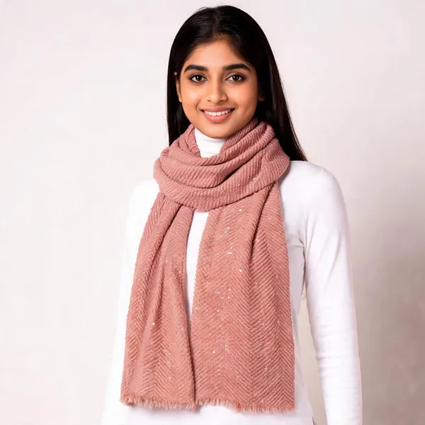 Dusty_Rose_Cotton_Crinkle_Chevron_Stole_For_Women