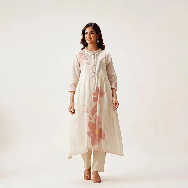 White_Cotton_Floral_Print_A-Line_Kurta_Set_For_Women