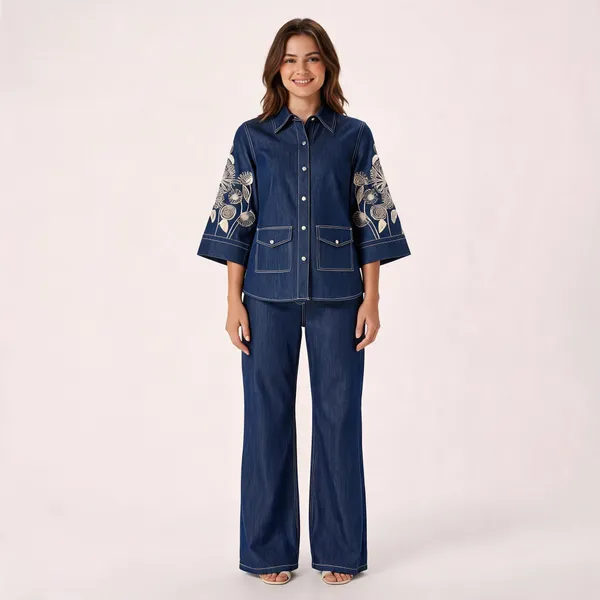 Indigo_Blue_Denim_Embroidered_Kimono_Sleeve_Co-Ord_Set_For_Women
