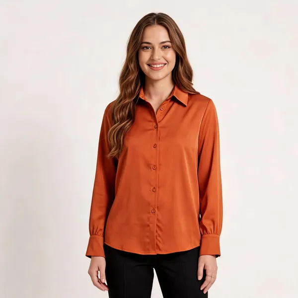 Rust_Orange_Cotton_Satin_Regular_Fit_Spread_Collar_Shirt_For_Women