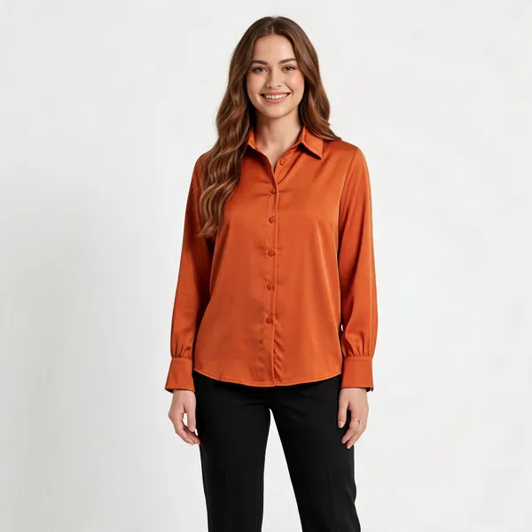 Rust_Orange_Cotton_Satin_Regular_Fit_Spread_Collar_Shirt_For_Women