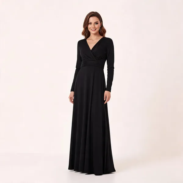 Black_Lycra_A-Line_V-Neck_Evening_Gown_For_Women
