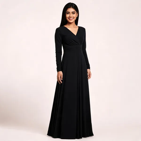 Black_Lycra_A-Line_V-Neck_Evening_Gown_For_Women