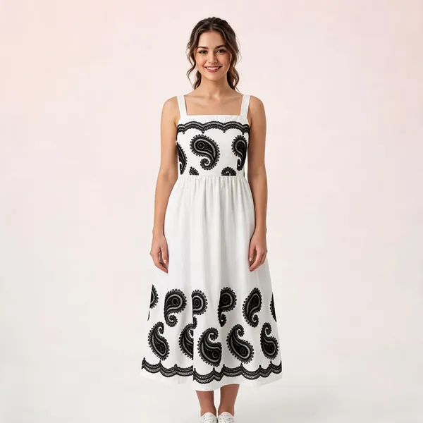 White_Cotton_Paisley_Embroidered_A-Line_Midi_Dress_For_Women