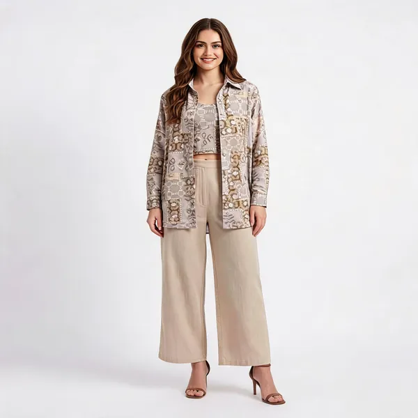 Multicolor_Cotton_Mosaic_Print_Three-Piece_Co-Ord_Set_For_Women