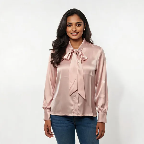Dusty_Pink_Satin_Pussy-Bow_Collar_Top_For_Women