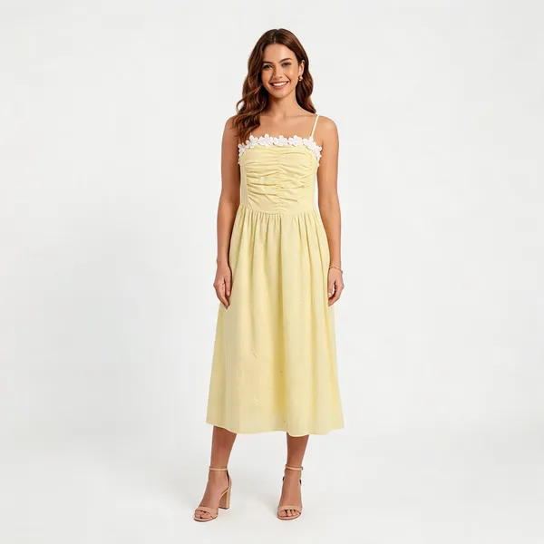 Gold_Cotton_Tiered_Midi_Dress_For_Women