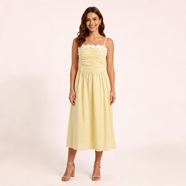 Gold_Cotton_Tiered_Midi_Dress_For_Women