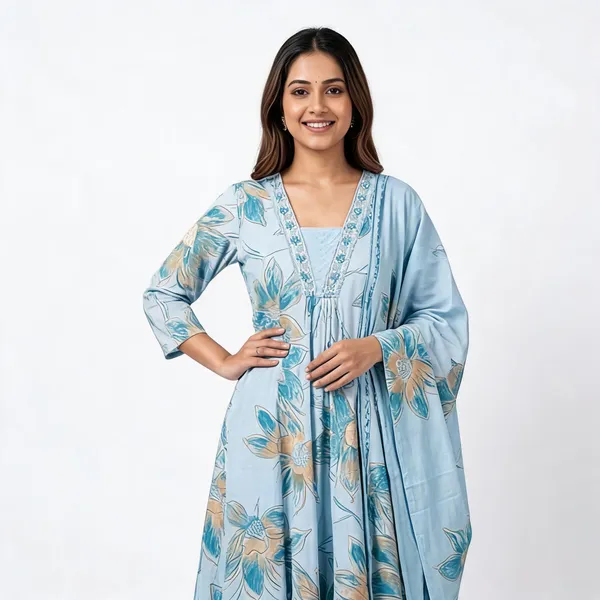 Sky_Blue_Cotton_Floral_Anarkali_Three-Piece_Suit_Set_For_Women