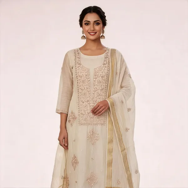 Ivory_Mul_Straight_Champagne_Gold_Chikankari_Suit_For_Women