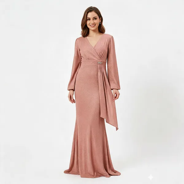 Rose_Gold_Lycra_Mermaid_Shimmer_Dress_For_Women