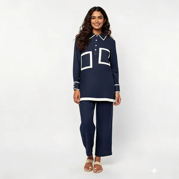 Navy_Blue_Cotton_Wide-Leg_Polo_Tunic_Co-Ord_Set_For_Women