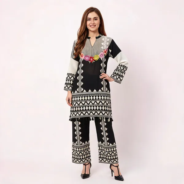 Multicolor_Cotton_Geometric_Print_Tassel_Hem_Co-Ord_Set_For_Women