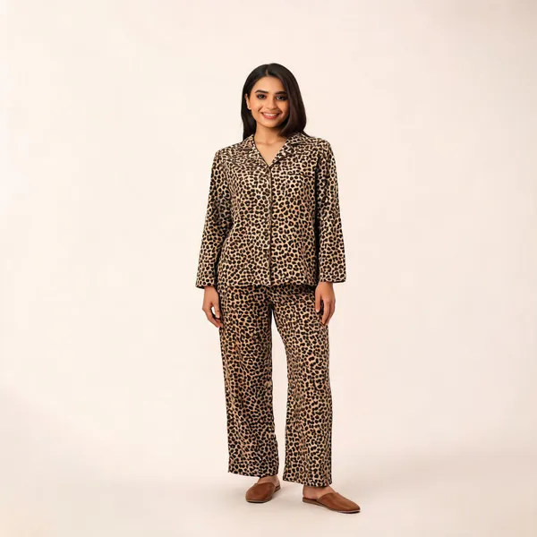 Brown_Cotton_Leopard_Print_Wide_Leg_Co_Ord_Set_For_Women