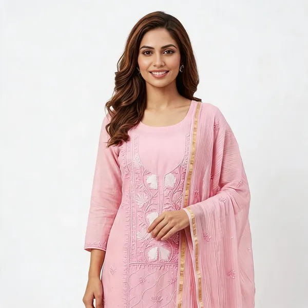 Powder_Pink_Cotton_Chikankari_Straight_Suit_Set_For_Women