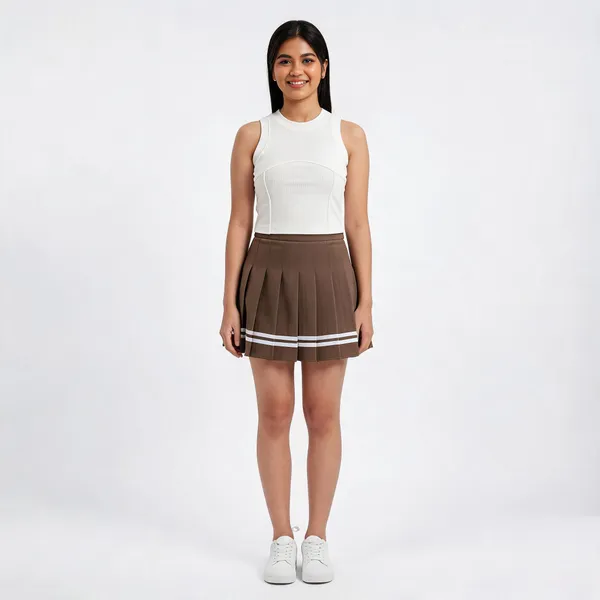 White_Brown_Cotton_Sleeveless_Crop_Top_Mini_Skirt_Co-Ord_Set_For_Women