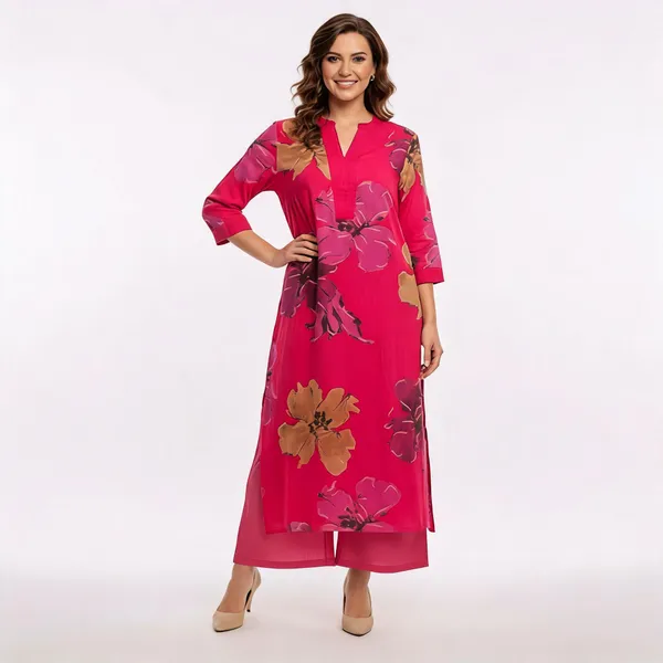 Pink_Beige_Cotton_Straight_Abstract_Floral_Wide-Leg_Co-Ord_Set_For_Women