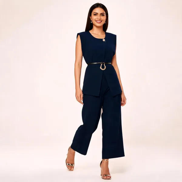 Navy_Linen_Sleeveless_Tailored_Set_For_Women