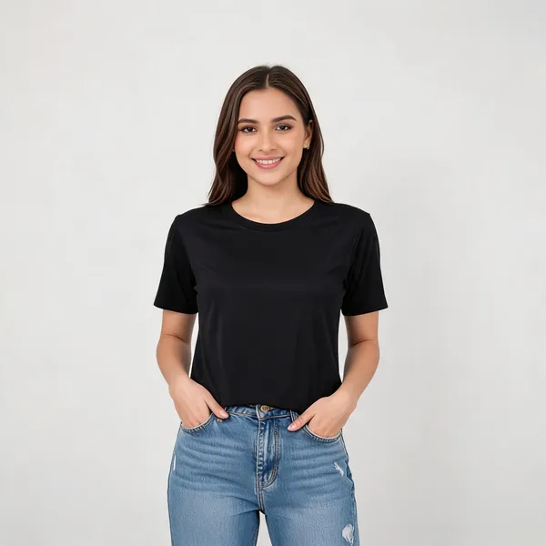 Black_Cotton_Crew_Neck_Regular_Fit_T-Shirt_For_Women