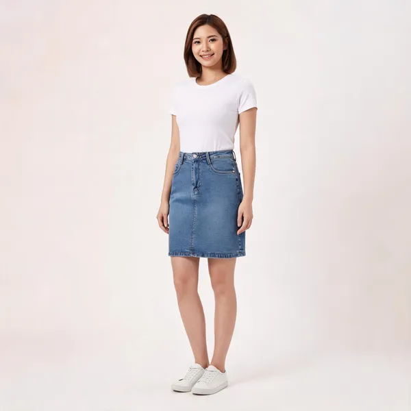 Light_Blue_Denim_High-Waist_Straight_Mini_Skirt_For_Women