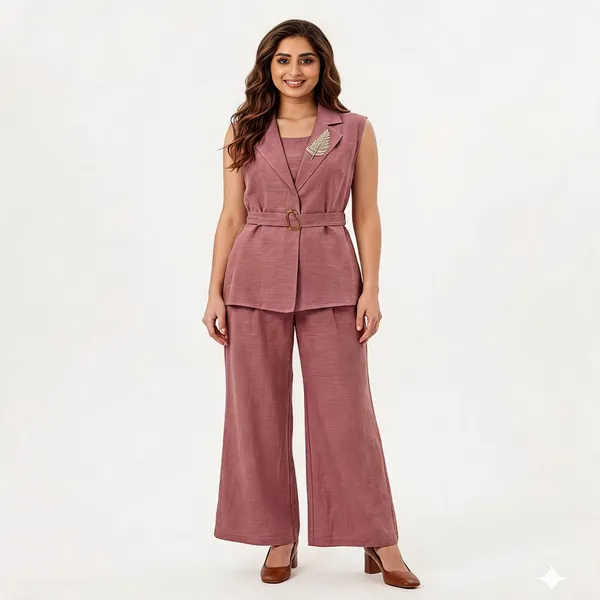 Onion_Pink_Linen_Belted_Three-Piece_Co-Ord_Set_For_Women