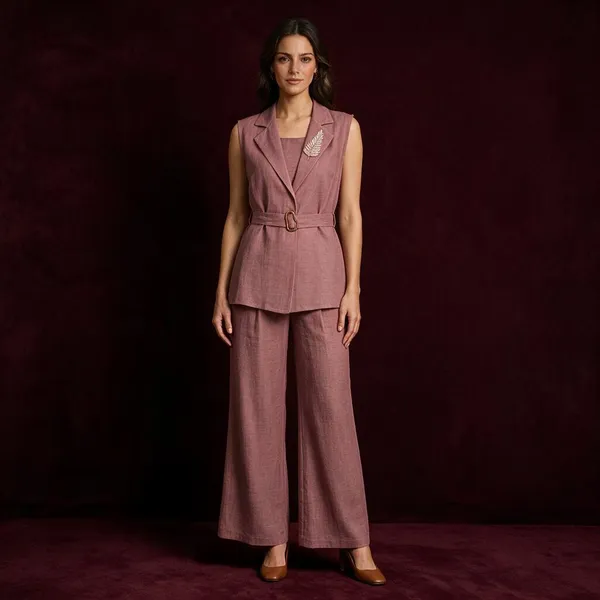 Onion_Pink_Linen_Belted_Three-Piece_Co-Ord_Set_For_Women