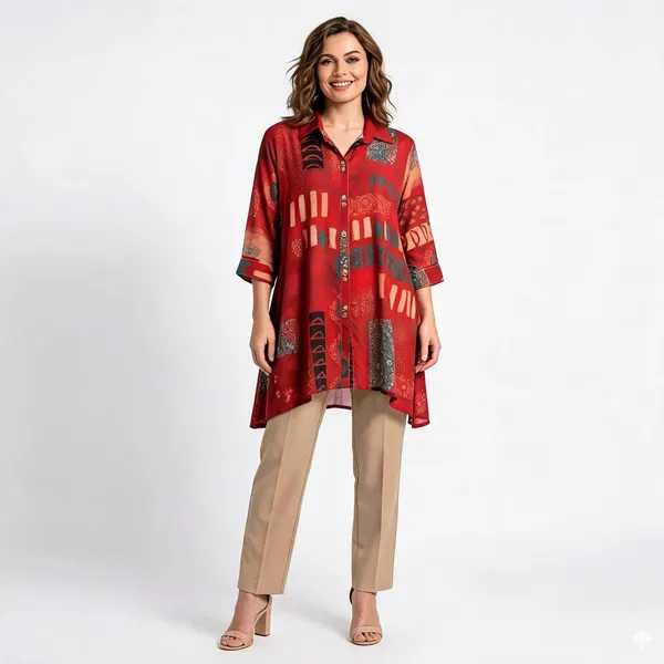Rust_Crepe_A-Line_Short_Kurti_For_Women