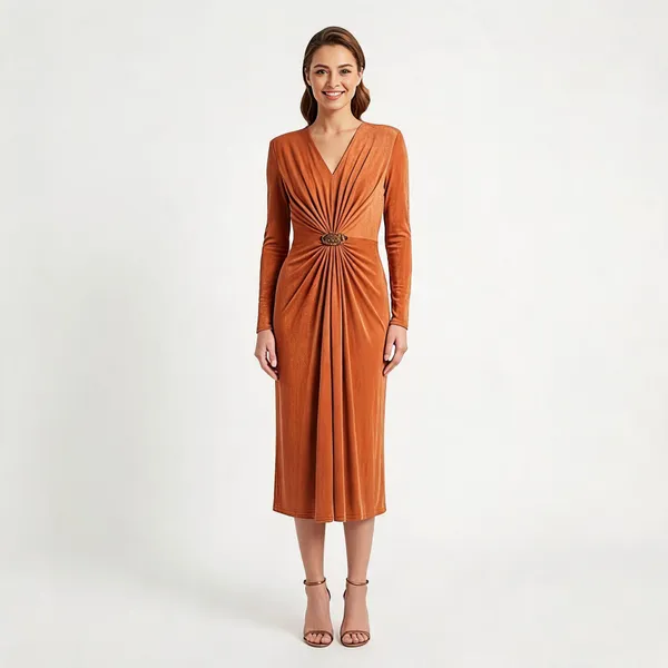 Multicolor_Lycra_Gathered_Waist_Midi_Dress_For_Women