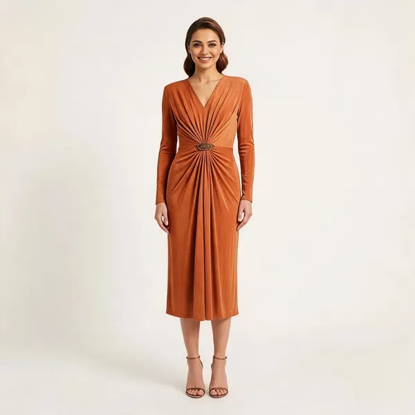 Multicolor_Lycra_Gathered_Waist_Midi_Dress_For_Women