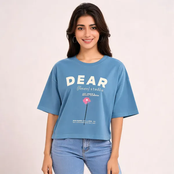 Blue_Cotton_Oversized_Crop_T-Shirt_For_Women